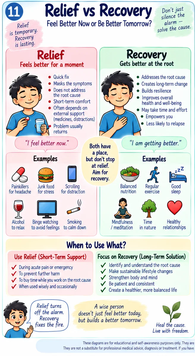 Relief versus recovery, why feeling better for a moment is not the same as getting better at the root